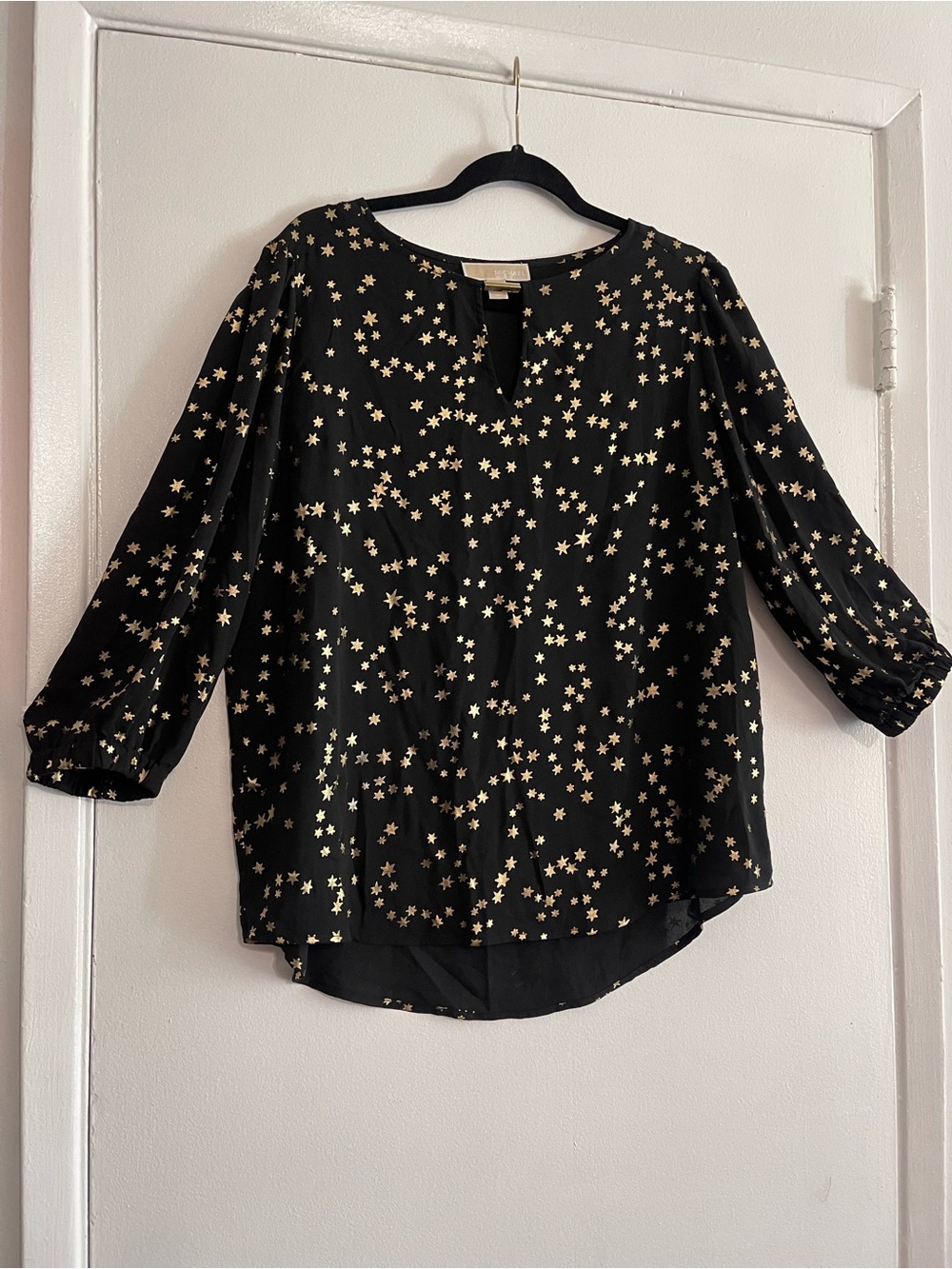 Michael Kors Black Blouse with Gold Star Print